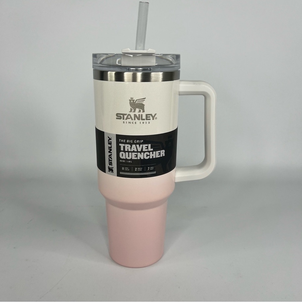 Stanley 40 oz Big Grip Adventure Quencher Tumbler Parfait Ombre Pink and White